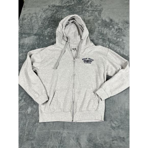Men’s Miami Beach L ESY Surf Co Gray Zip Hoodie – Excellent Condition - Picture 1 of 10